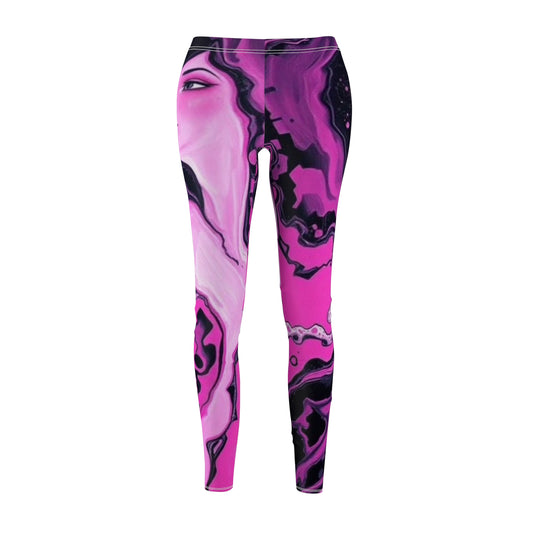 Pink Marble Face Leggings — Women's Artistic AOP Yoga & Casual Leggings