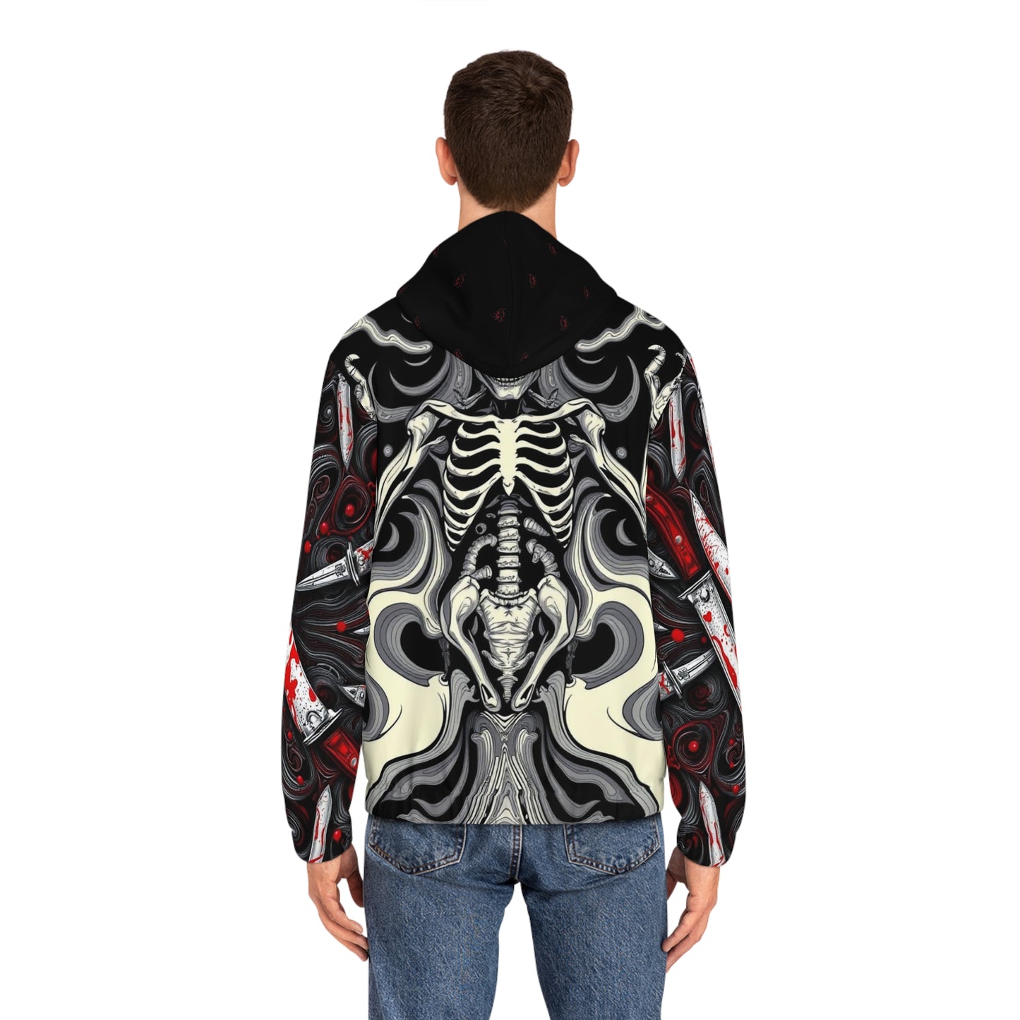 Gothic Skeleton Full-Zip Hoodie, Alternative Fashion, Unisex Outerwear, Halloween Costume, Unique Streetwear, Edgy Hooded Jacket