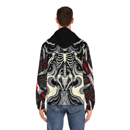 Gothic Skeleton Full-Zip Hoodie, Alternative Fashion, Unisex Outerwear, Halloween Costume, Unique Streetwear, Edgy Hooded Jacket