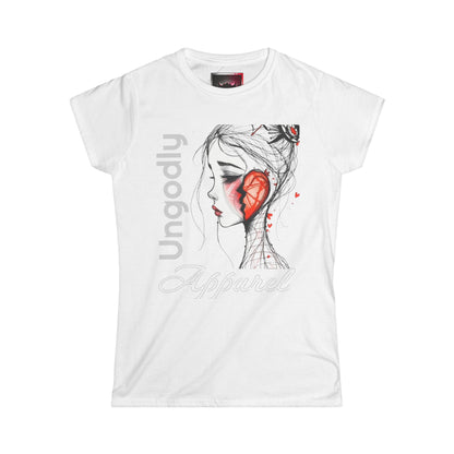 Women's Tee — 'Ungodly Broken Heart' Heart-Ear Portrait Graphic Shirt