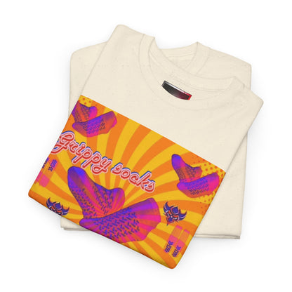 Graphic Tee — "Grippy Socks Grippy Box" Retro Heart Pop Art T-Shirt