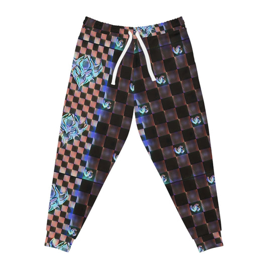 UG Checkered Pattern Rose Athletic Joggers — Floral Geometric AOP Sweatpants