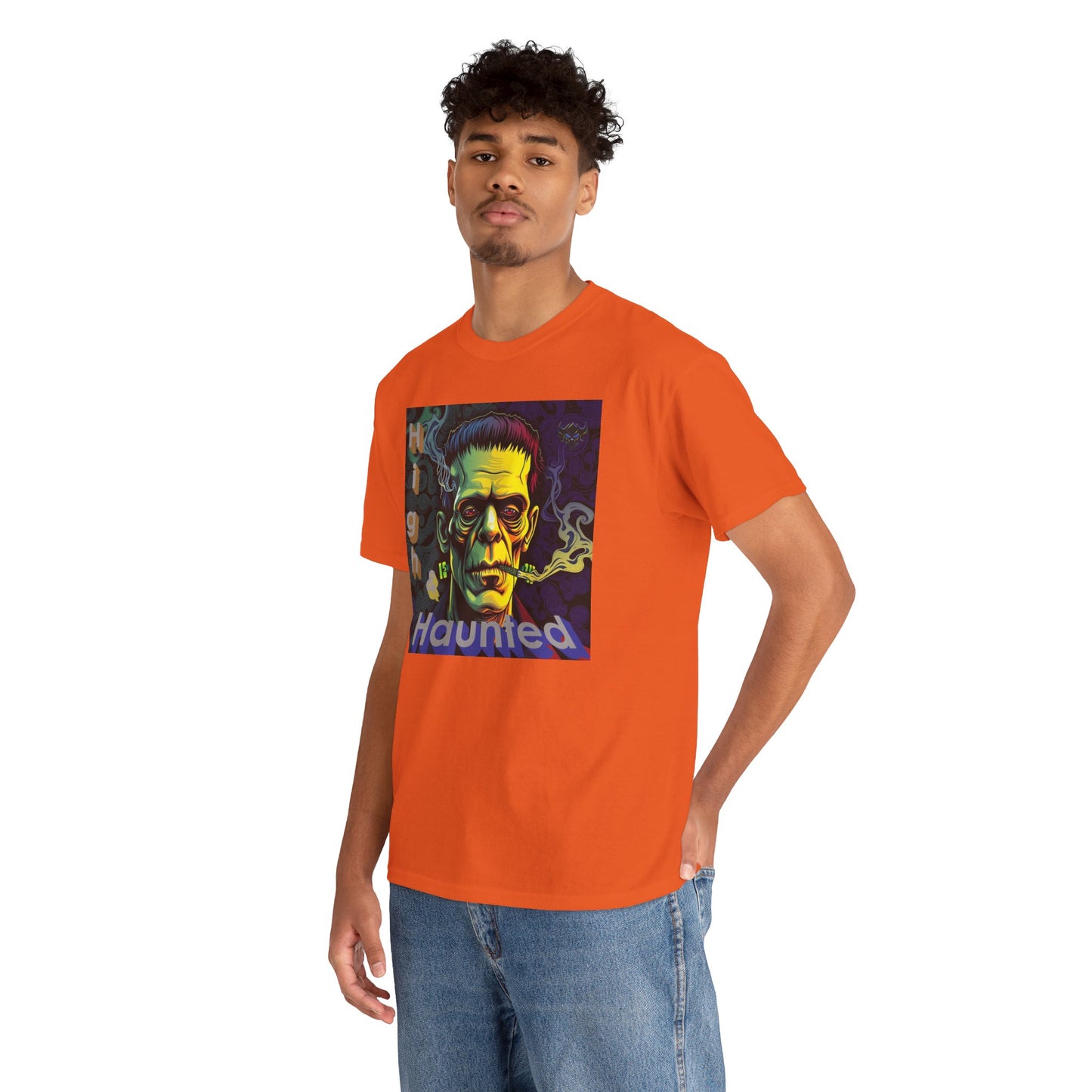 "High and Haunted" Frankenstein Tee, Unisex Graphic Shirt, Halloween Apparel, Spooky Gift, Horror Movie Merchandise, Party Outfit