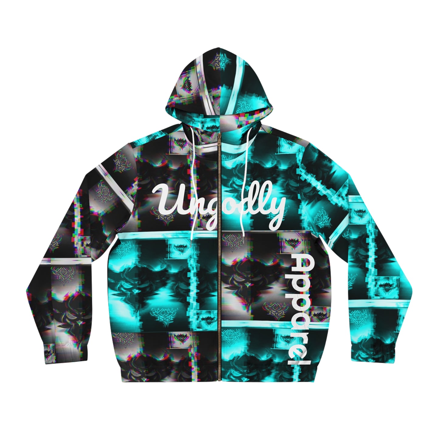 "Ungodly Blur" Urban Style Men's Full-Zip Hoodie