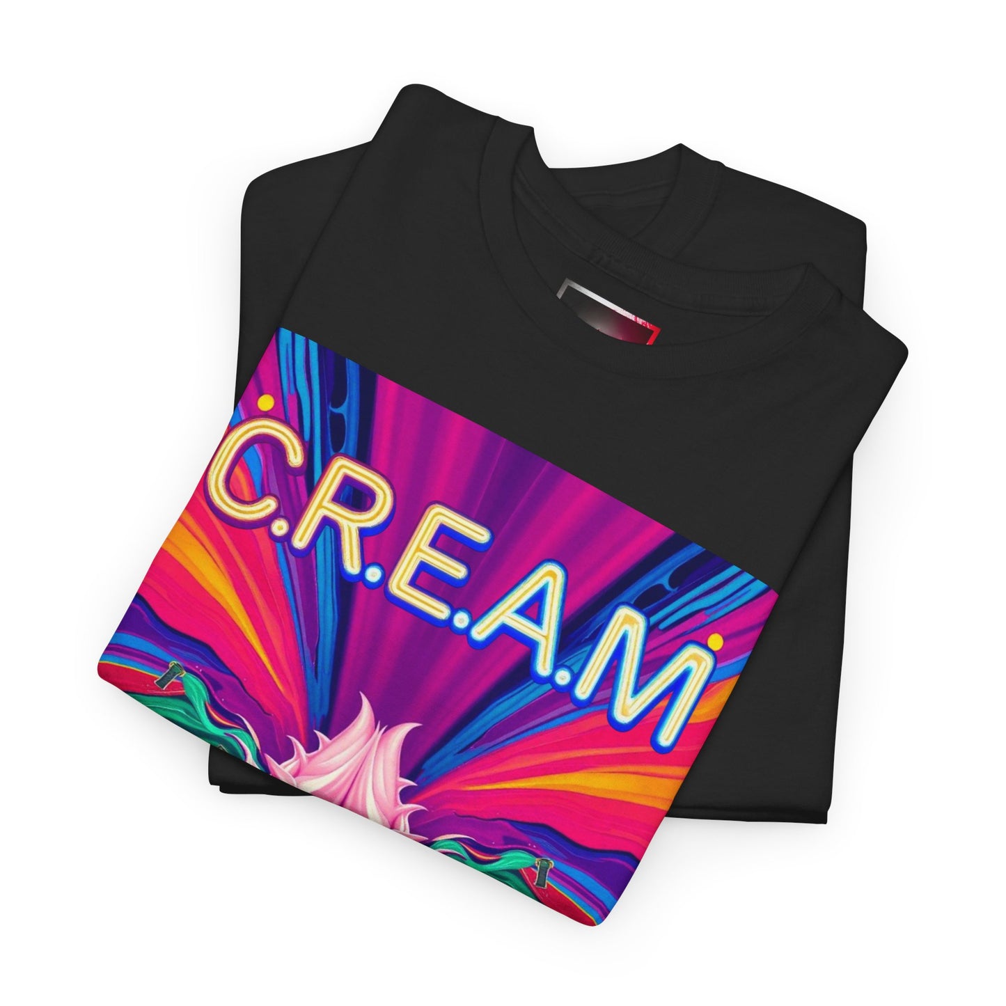 C.R.E.A.M. Unisex Heavy Cotton Tee, Colorful Graphic Shirt, Casual Wear, Music Festival Tee, Gift for Art Lovers