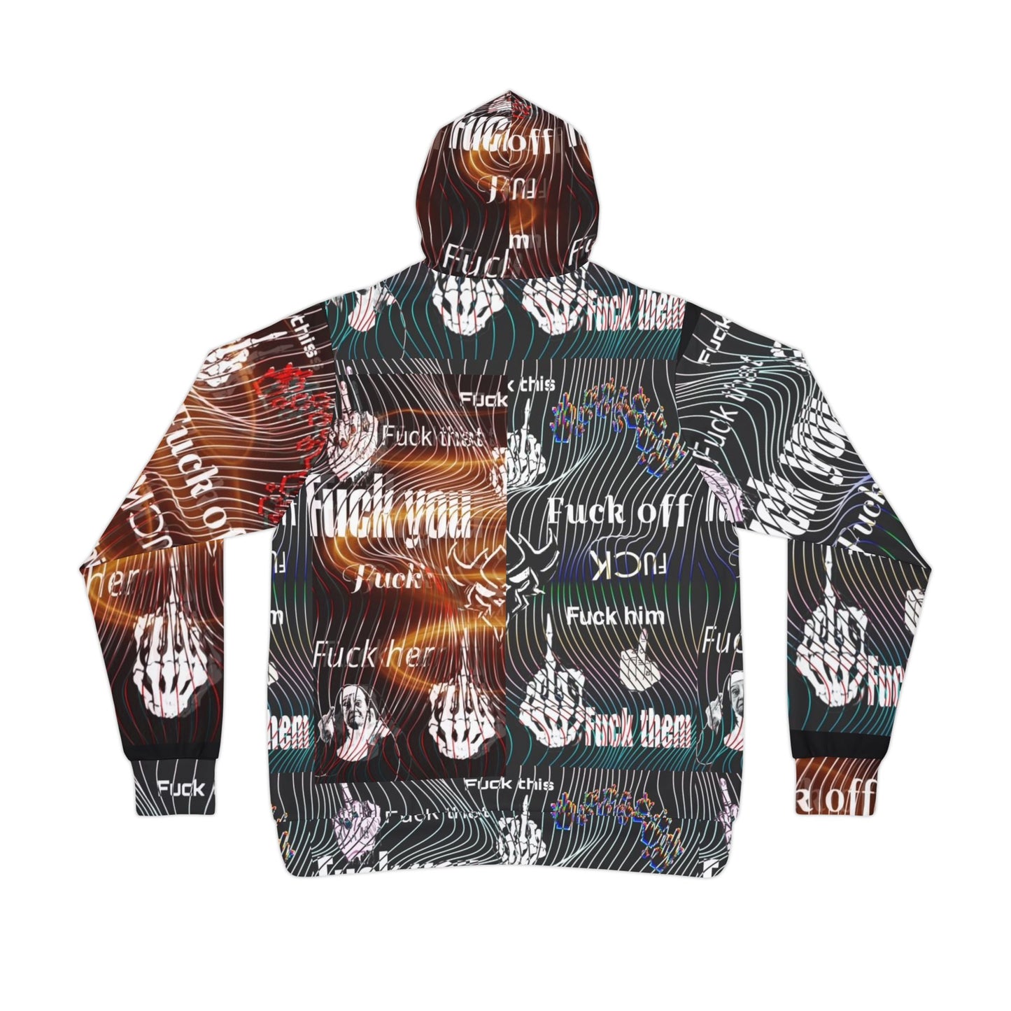 Graphic Hoodie — All-Over 'Fuck Off' Repeated Print