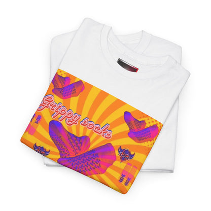 Graphic Tee — "Grippy Socks Grippy Box" Retro Heart Pop Art T-Shirt