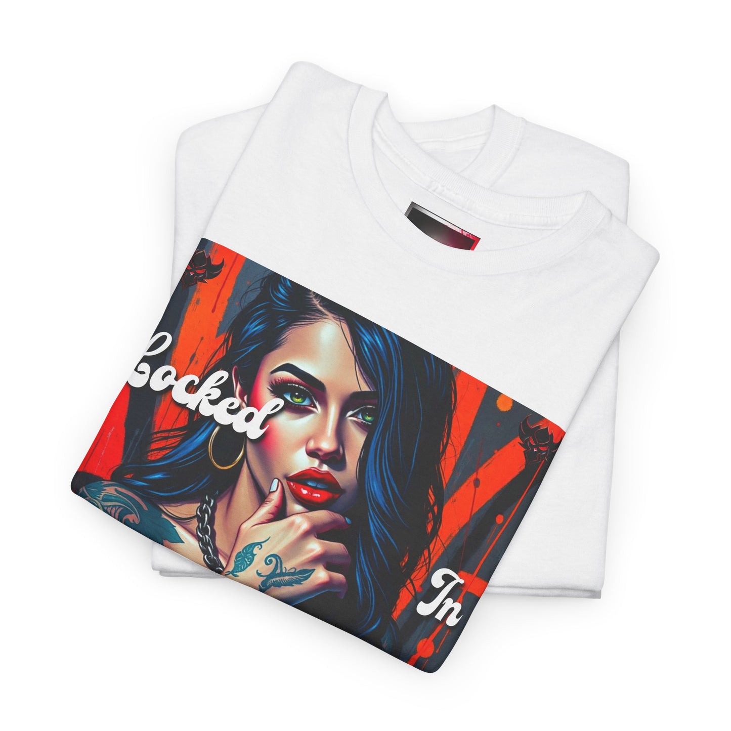 "Locked In" Latina Unisex Heavy Cotton Tee - Bold Tattoo Art for Everyday Wear