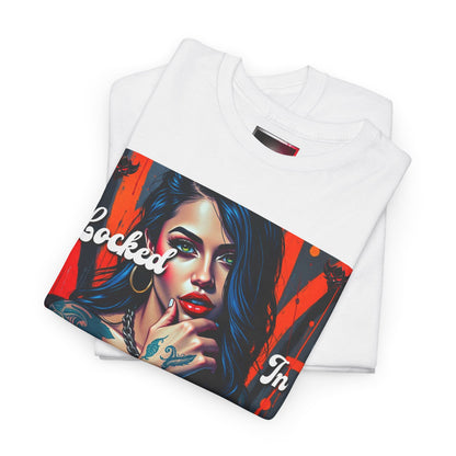 "Locked In" Latina Unisex Heavy Cotton Tee - Bold Tattoo Art for Everyday Wear