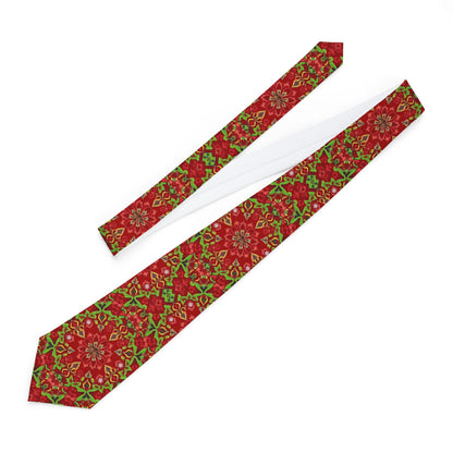 Ungodly Logo Red & Green Kaleidoscope Necktie - Festive Holiday Floral Pattern