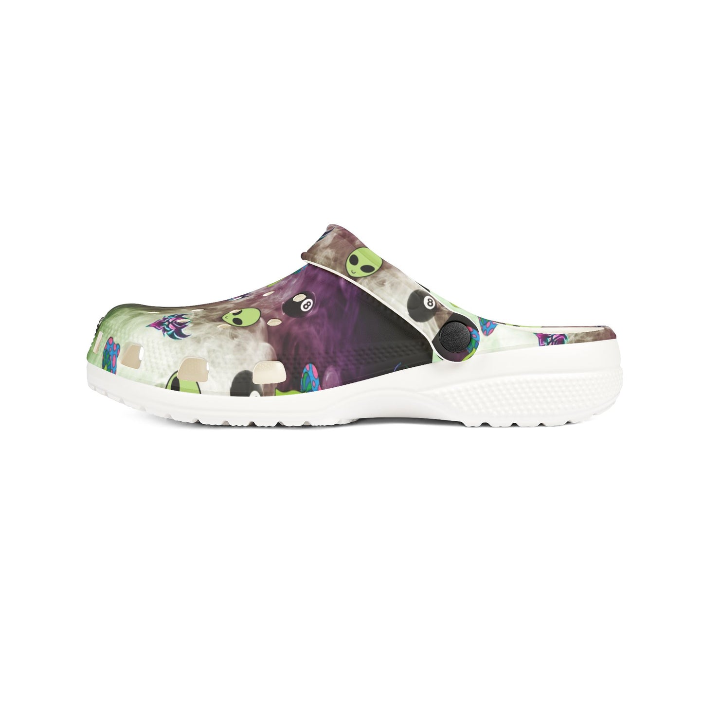 Alien Galaxy Foam Clogs — UFO & Green Alien Print EVA Shoes