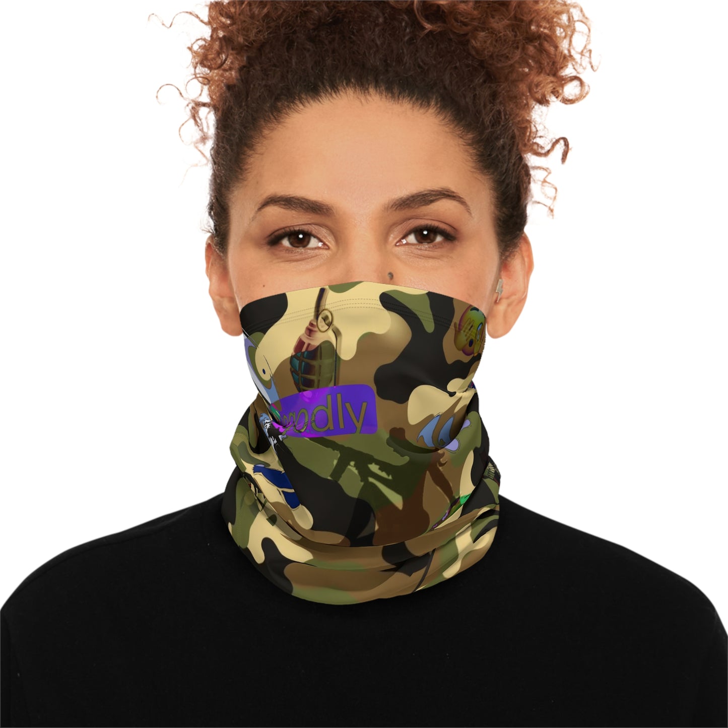 Camo Winter Neck Gaiter with Drawstring – 'Ungodly Apparel' Graphic