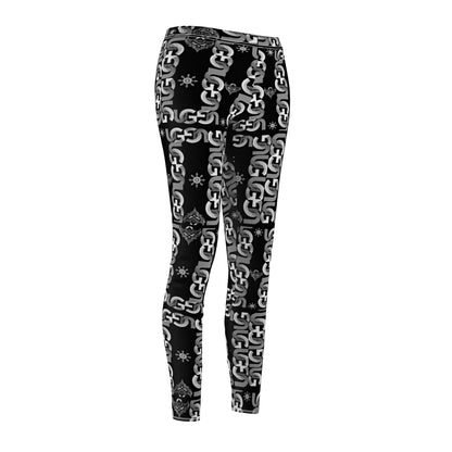 Ungodly Black & White Chain Pattern Leggings — Women's Graphic Casual Leggings