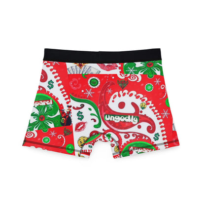 Christmas Paisley Boxer Shorts — Red & Green Holiday Print ("ungodly")