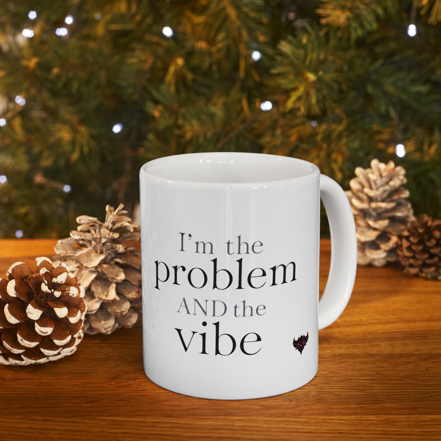 Sarcastic Gothic Ceramic Mug – “I’m the Problem and the Vibe” Coffee Cup (11oz/15oz)