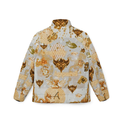 Women's Puffer Jacket — Gold Floral Vintage Pattern