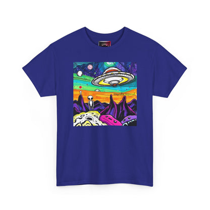 UFO Retro Alien Landscape T-Shirt — Colorful Space Art Tee