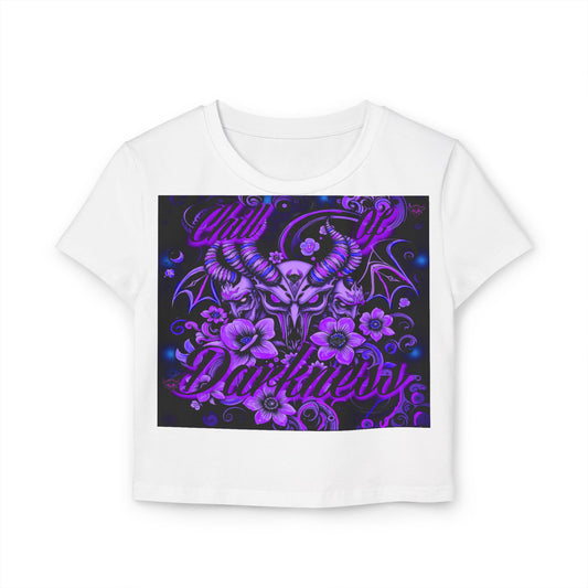 "Chill in Darkness" Women's Baby Tee - Edgy Floral Graphic Tee