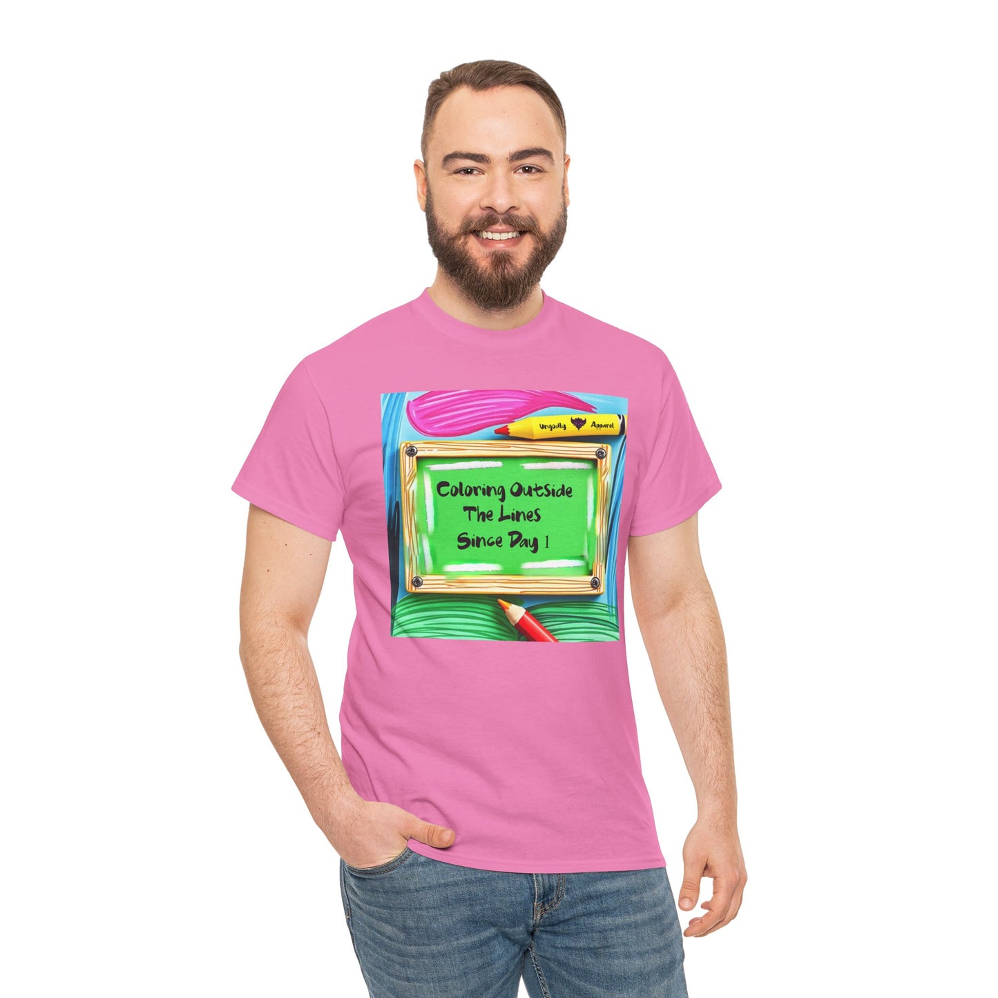 "Coloring Outside the Lines Since Day One" Unisex Heavy Cotton Tee