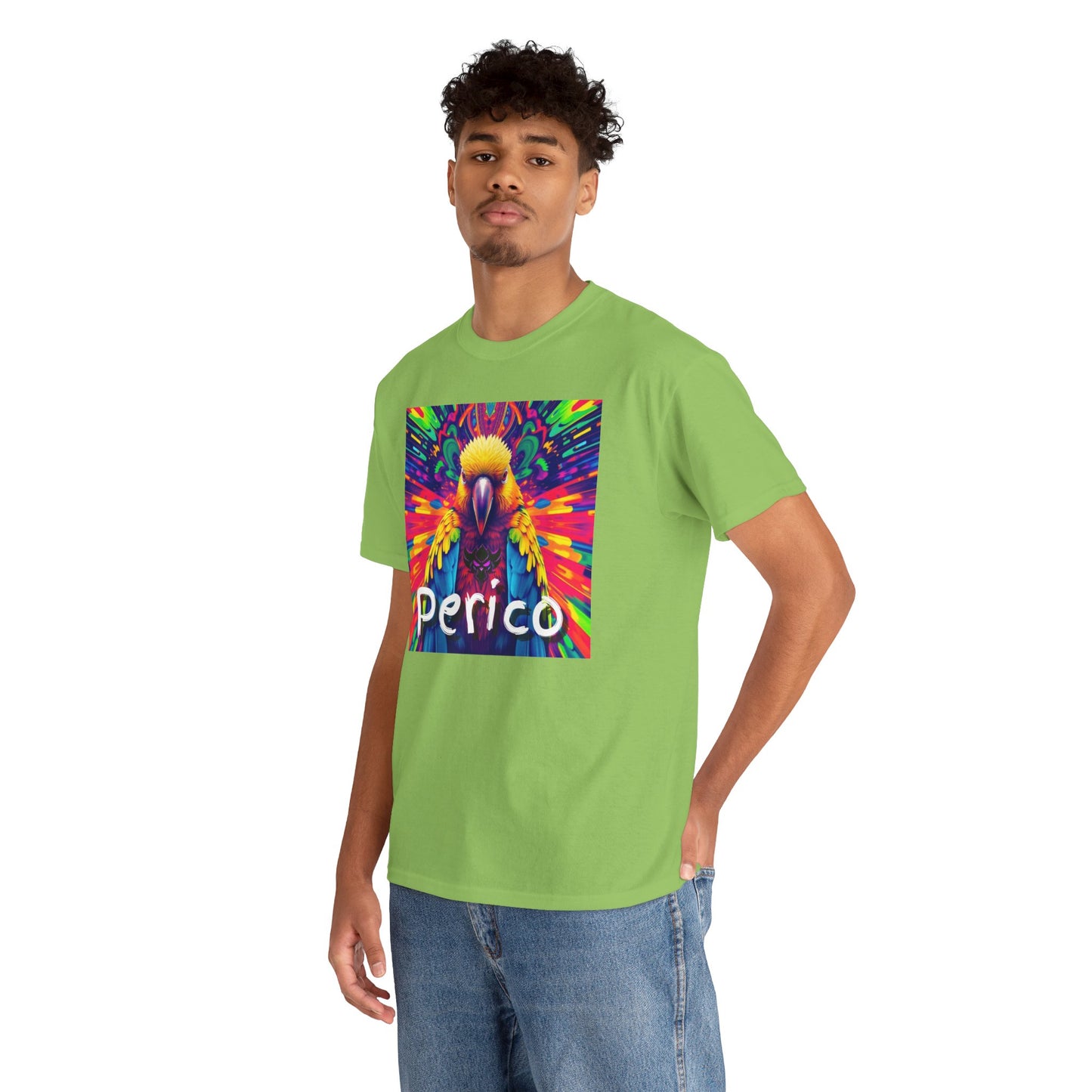 "Perico" Colorful Parrot Unisex Heavy Cotton Tee - Vibrant Tropical Shirt