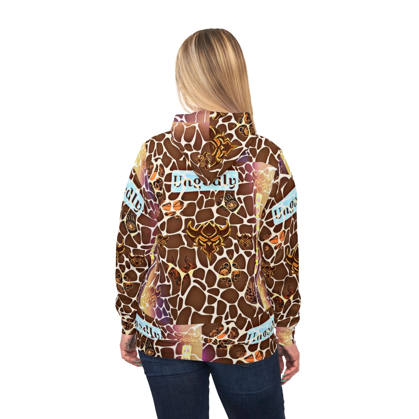 "Ungodly Giraffe" Wildlife Print Athletic Hoodie for Nature Lovers