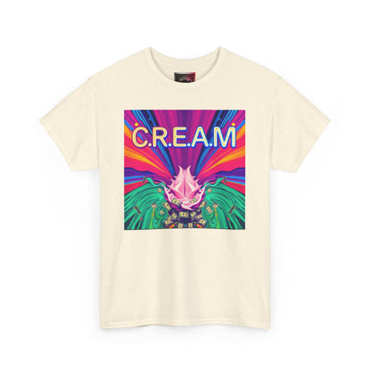 C.R.E.A.M. Unisex Heavy Cotton Tee, Colorful Graphic Shirt, Casual Wear, Music Festival Tee, Gift for Art Lovers