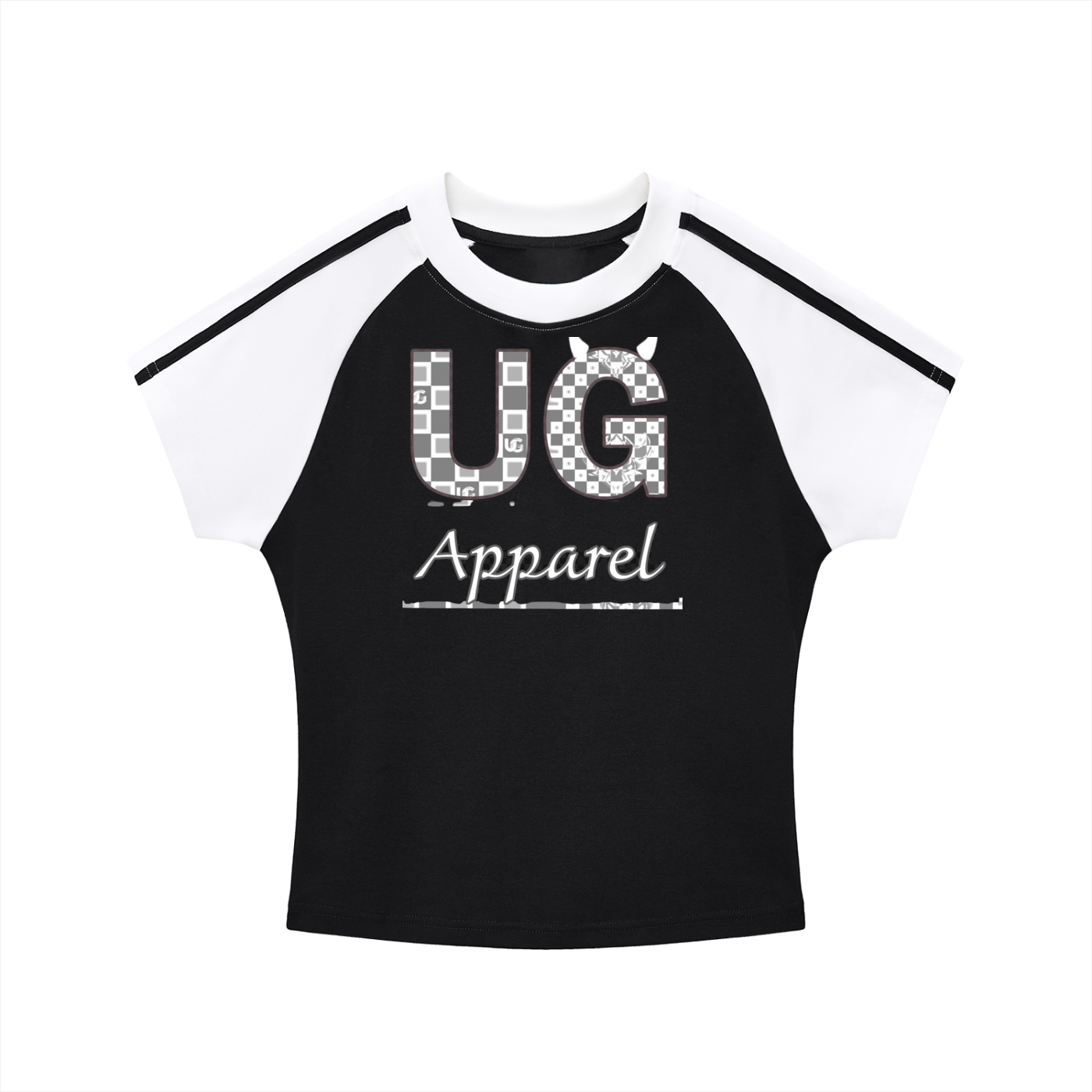 "Black and White UG Apparel" Contrast Stripes Bodycon Raglan  Sleeve T-Shirt
