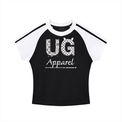"Black and White UG Apparel" Contrast Stripes Bodycon Raglan  Sleeve T-Shirt