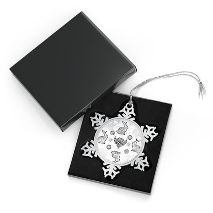 Pewter Snowflake Ornament — Snowbunny Winter Pattern Holiday Decoration