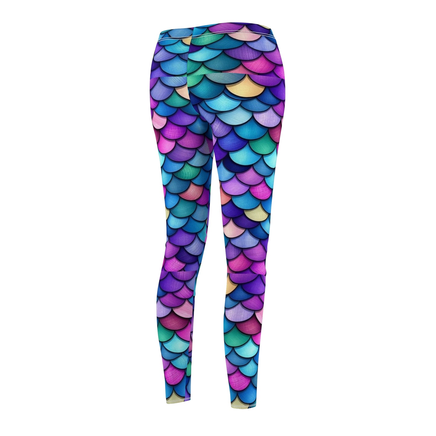 Mermaid Scale Print Leggings — Colorful Aqua Purple All-Over Print