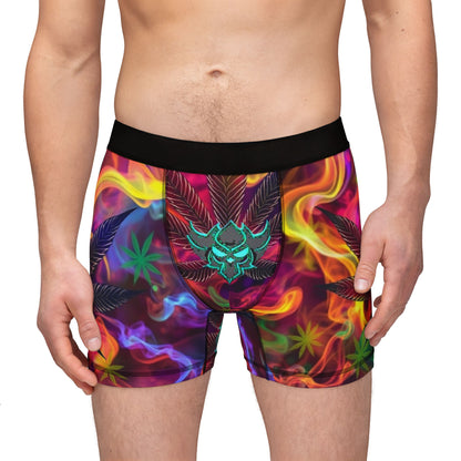 "420" Vibrant Marijuana Leaf Men's Boxers - Colorful Smoke Design, Fun & Unique Underwear