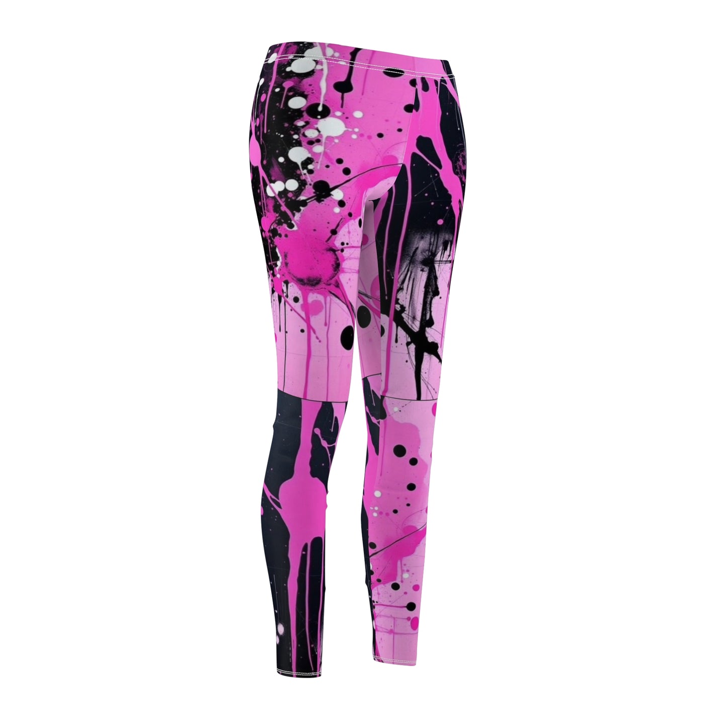 Pink Paint Splash Leggings — Women's Abstract Art Activewear
