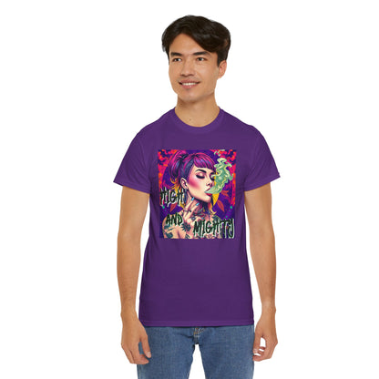 Chic Unisex Heavy Cotton Tee - 'High and Mighty' Graphic Shirt for Trendsetters