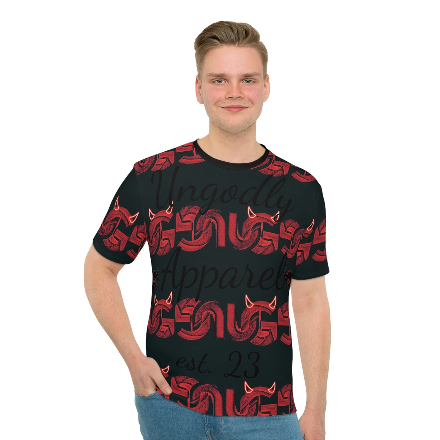 Men's T-Shirt — Ungodly Apparel UG Red Serpent Pattern