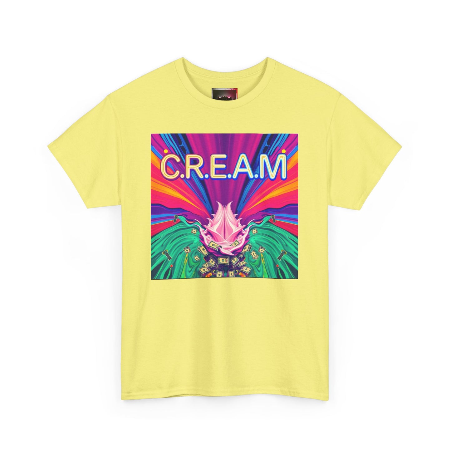 C.R.E.A.M. Unisex Heavy Cotton Tee, Colorful Graphic Shirt, Casual Wear, Music Festival Tee, Gift for Art Lovers