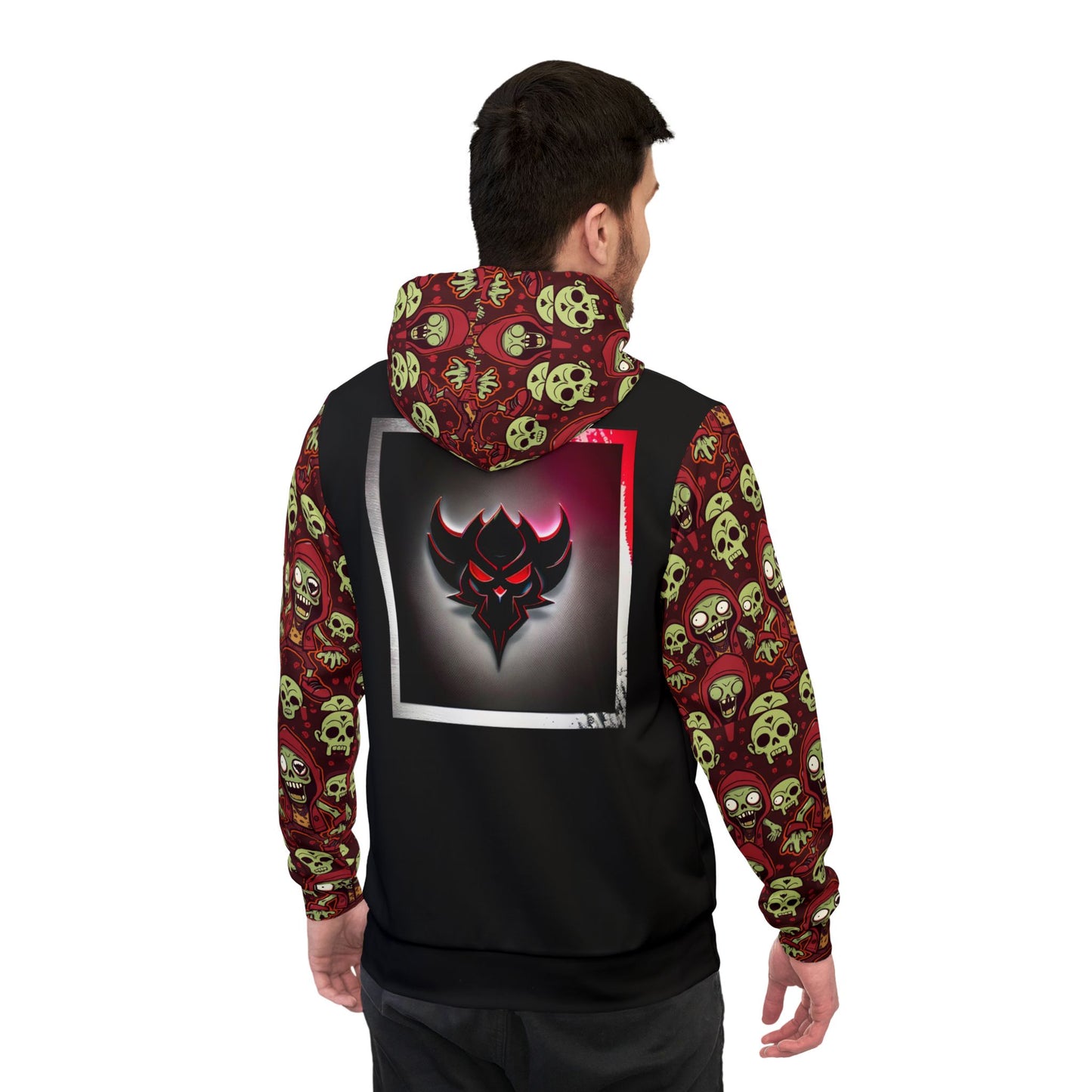 Skull Print Zombie Athletic Hoodie, Gothic Streetwear, Edgy Fashion, Unique Gift, Unisex Casual Wear, Festival Outfit