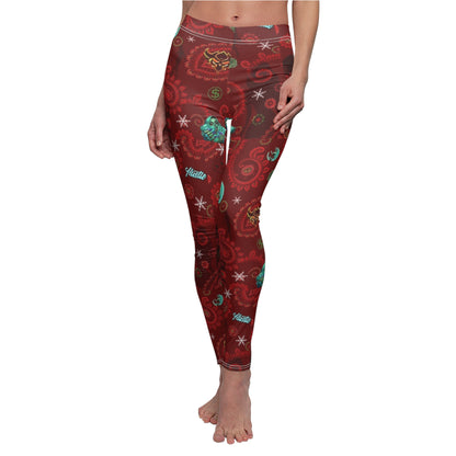 Holiday Paisley Leggings — Festive Red Christmas Patterned Women's Leggings