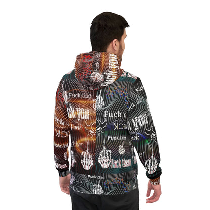 Graphic Hoodie — All-Over 'Fuck Off' Repeated Print