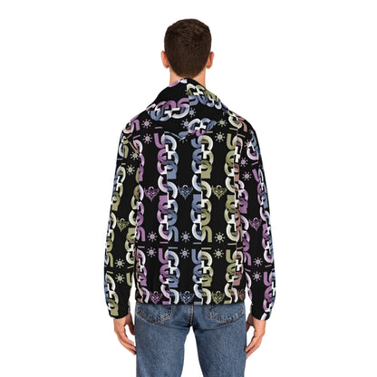 Men's Full-Zip Hoodie — Pastel Ungodly Chain & Symbols All-Over Print