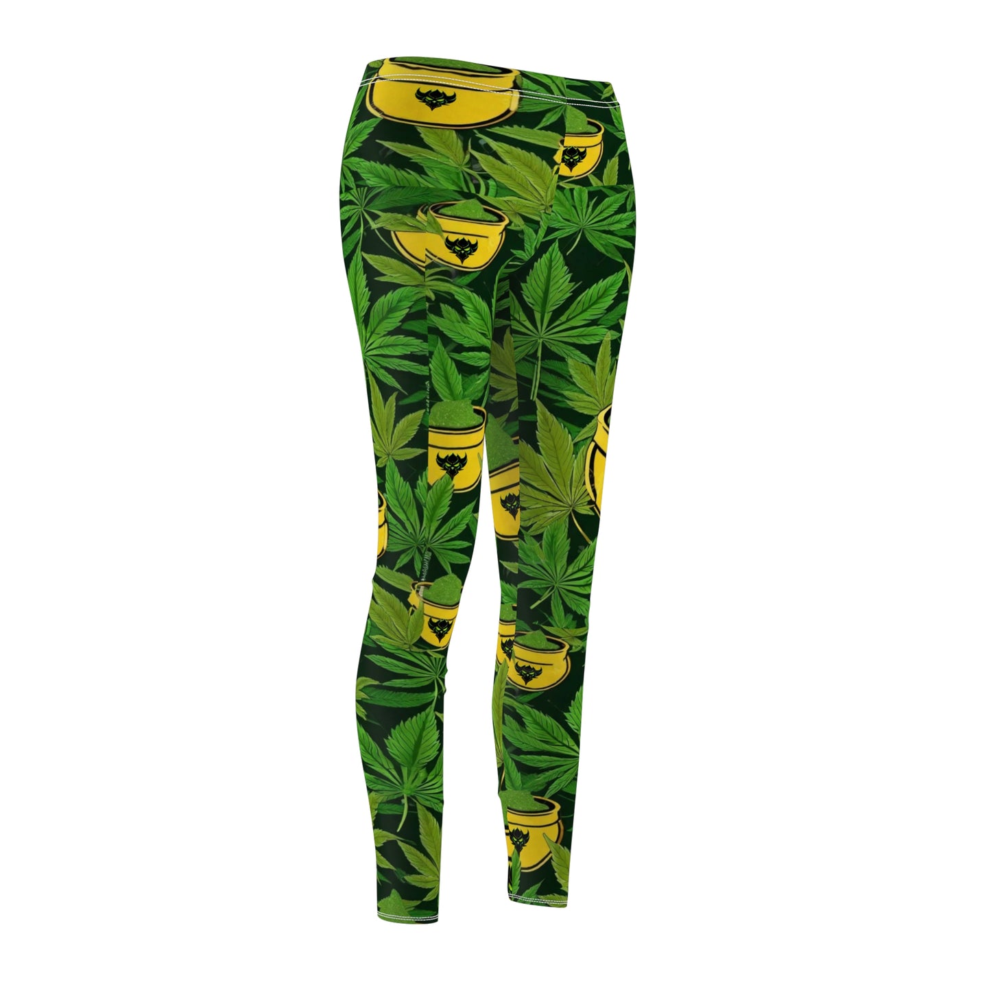 "Lucky's Pot of Pot" Tropical Cannabis Print Leggings - Fun & Trendy Exercise Gear for Women