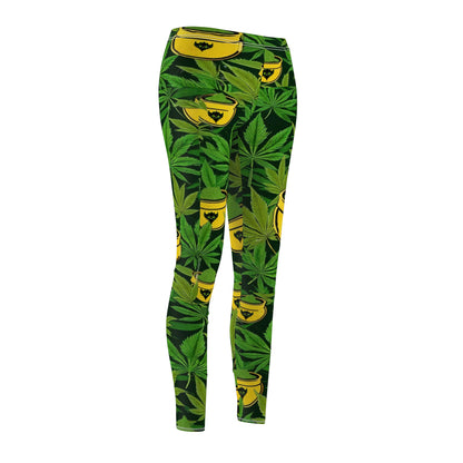 "Lucky's Pot of Pot" Tropical Cannabis Print Leggings - Fun & Trendy Exercise Gear for Women