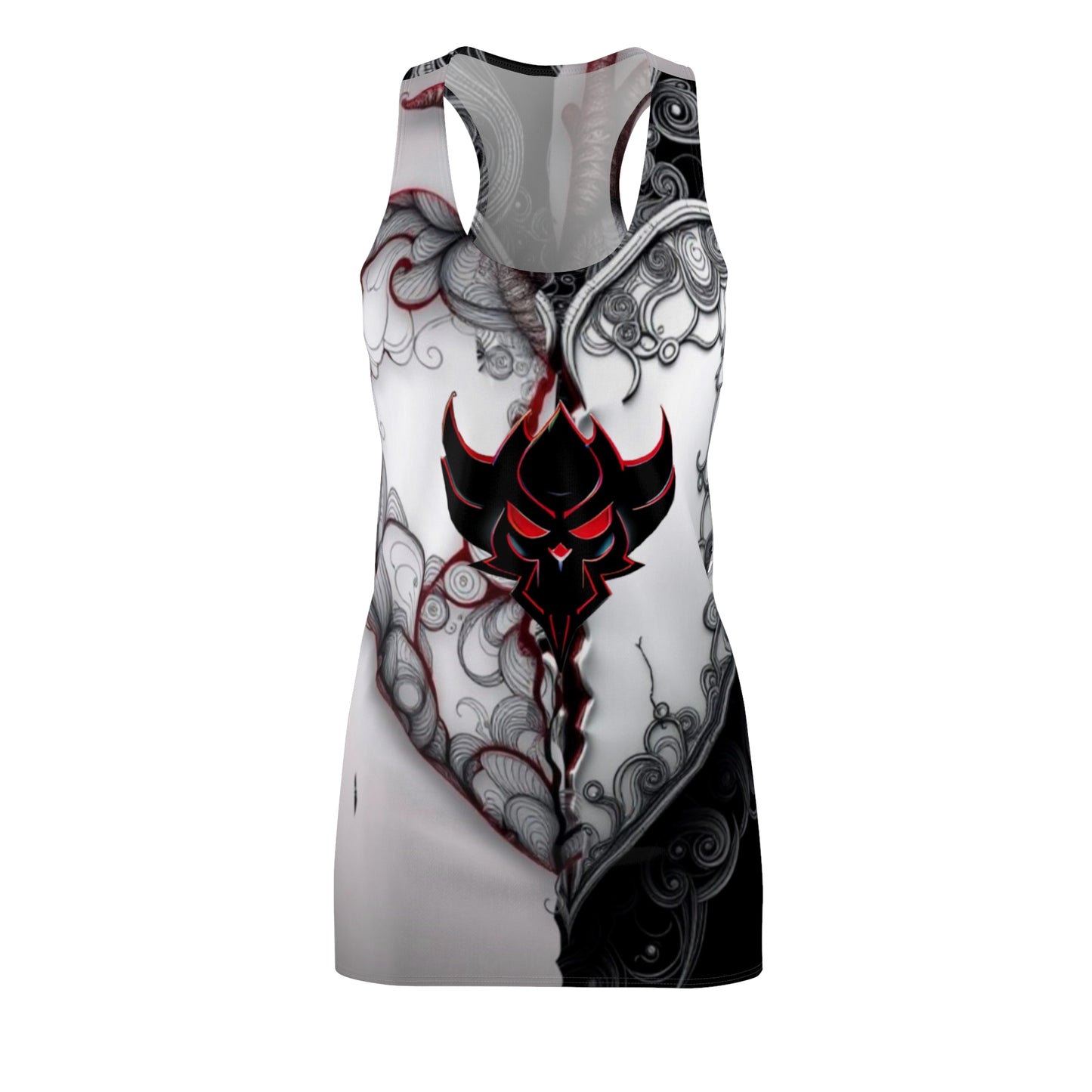 "You Promised Me Forever, But Left in a Moment" Elegant Black & Red Design Women's Racerback Dress - Perfect for Parties & Celebrations