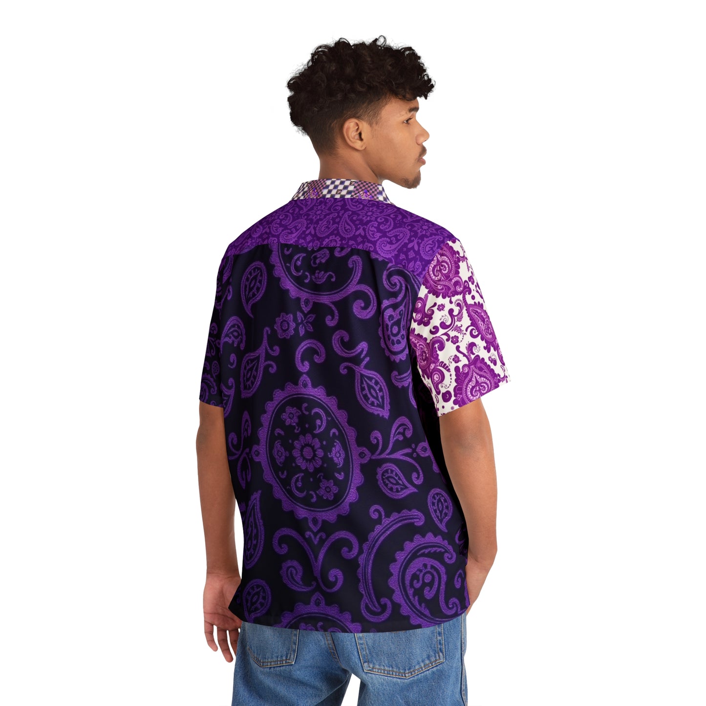 Purple Paisley Hawaiian Shirt — Men’s Tropical Aloha Button-Up