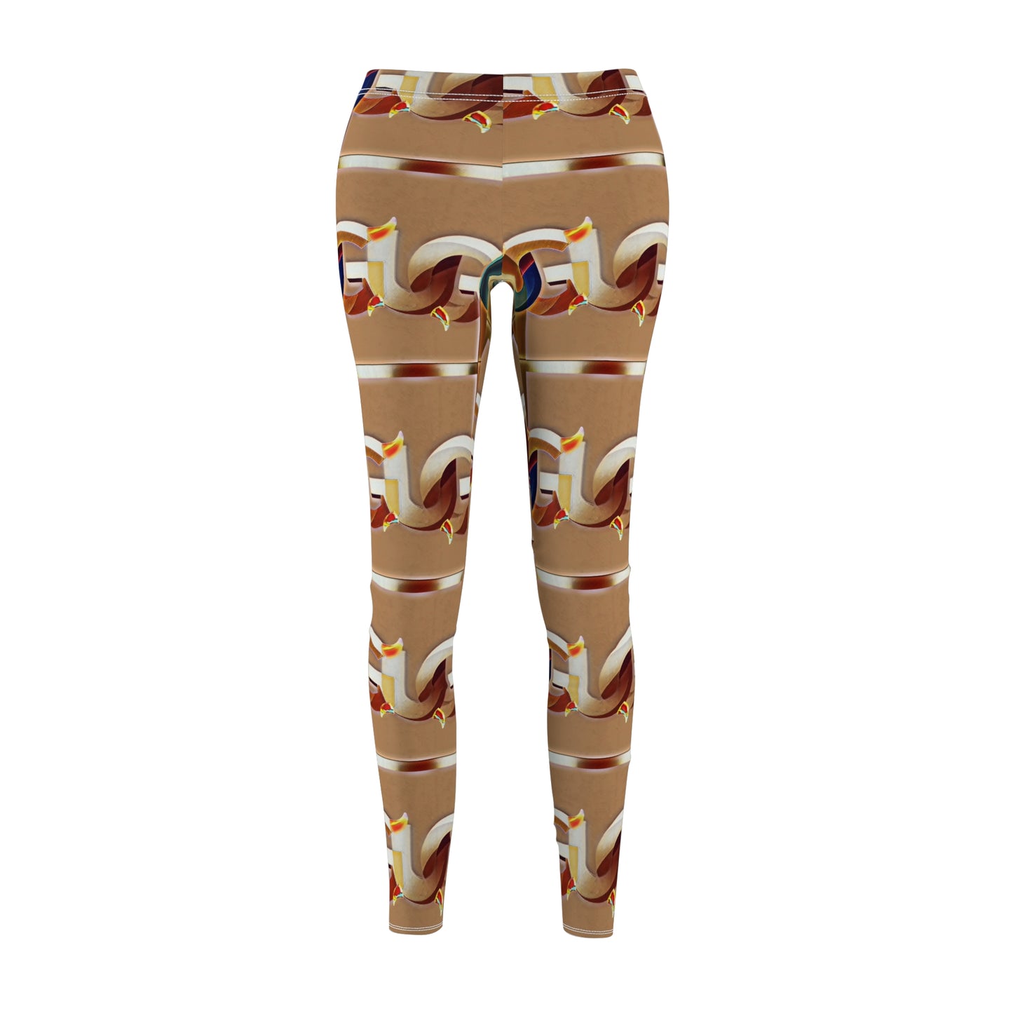 Ungodly Gold Chain-Link Pattern Leggings — Retro Brown Graphic Women's Leggings