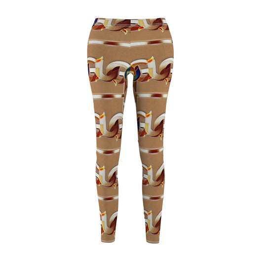 Ungodly Gold Chain-Link Pattern Leggings — Retro Brown Graphic Women's Leggings