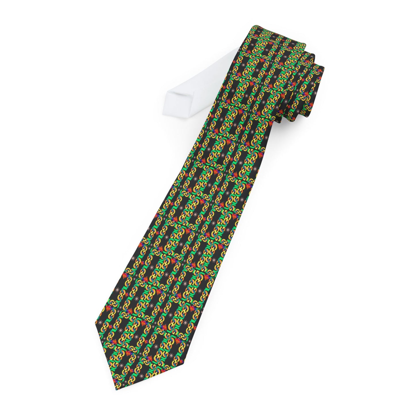 Ungodly Pattern Green Plaid Holiday Necktie – Classic Christmas Pattern Tie