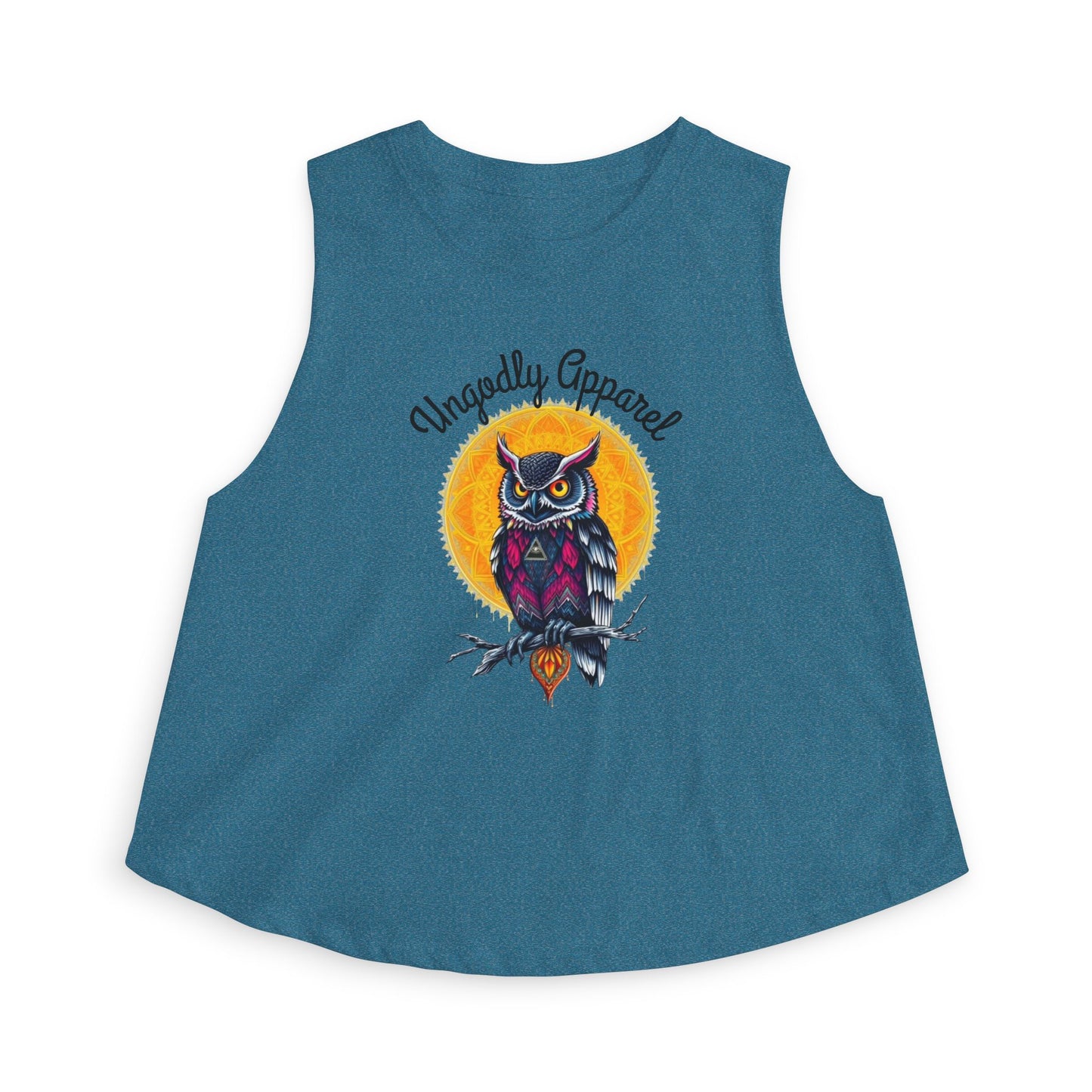 Owl Moon Crop Top — Vintage Night Owl Graphic Women's Crop Tank