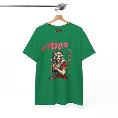Vintage Pin-Up 'Ms Claus' Tee — Retro Rockabilly Cotton T-Shirt