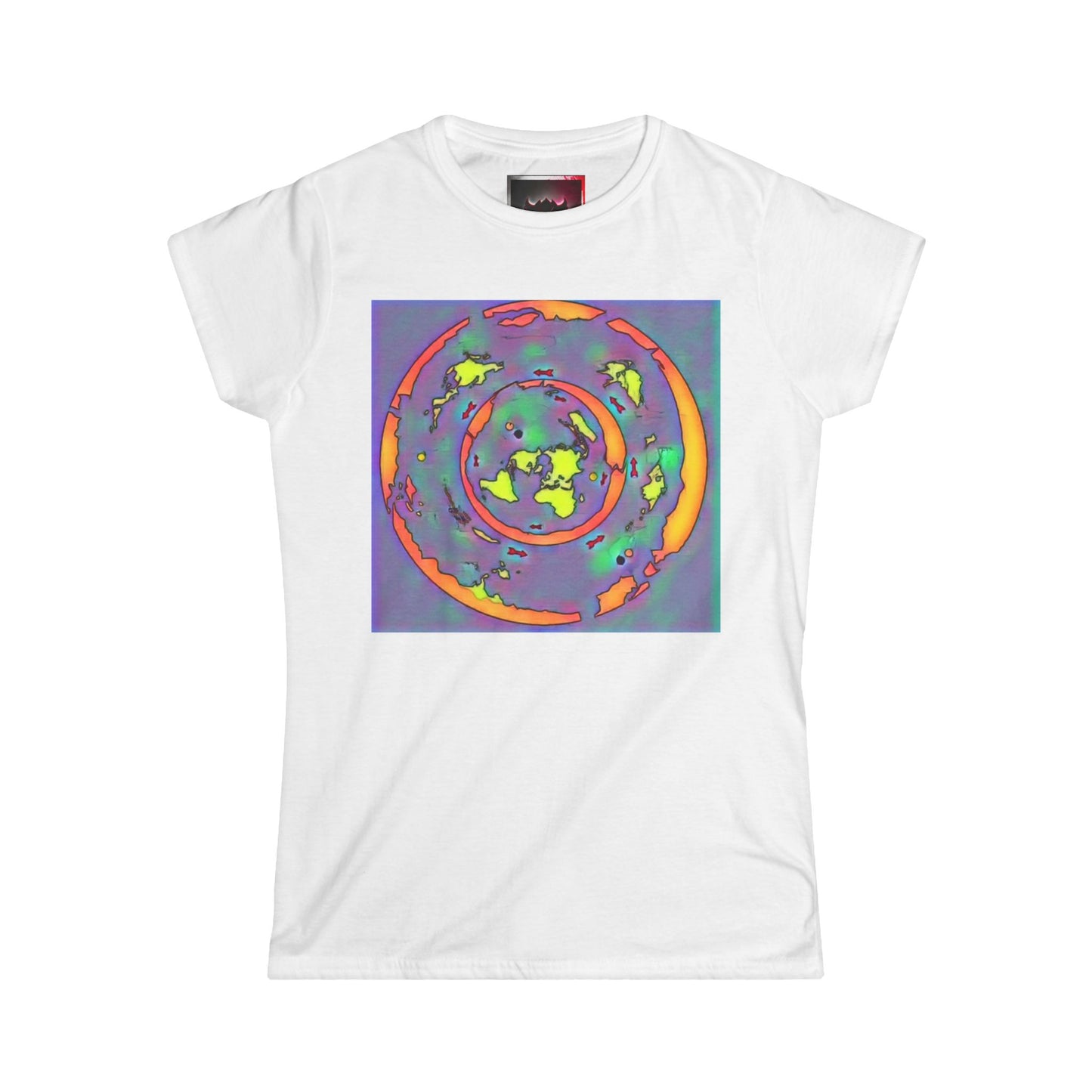 Women's Tee — Colorful Psychedelic Flat Earth Map Graphic Shirt