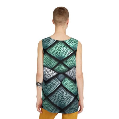 Men's Dragon Scale Tank Top — Teal Dragon Scale All-Over Print